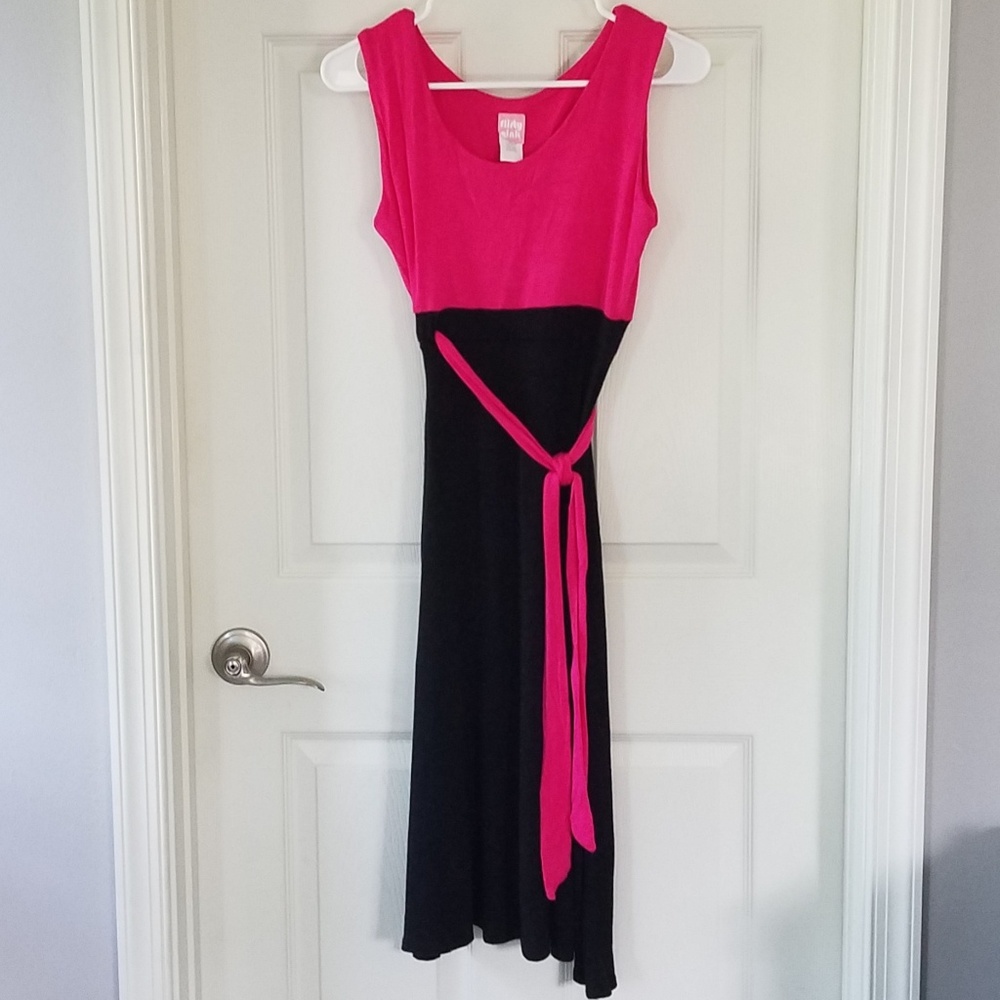 Maternity knit dress, black and pink, medium